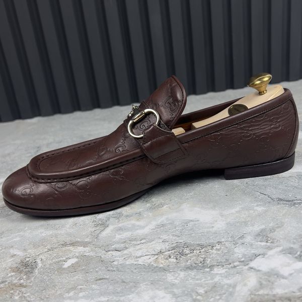 Tom Ford Era GG Monogram лофери коричневі шкіряні із тисненням 3084 фото