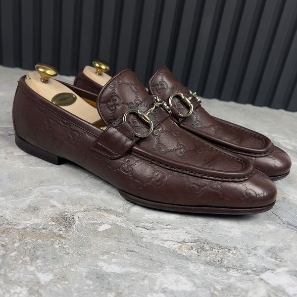 Tom Ford Era GG Monogram лофери коричневі шкіряні із тисненням 3084 фото