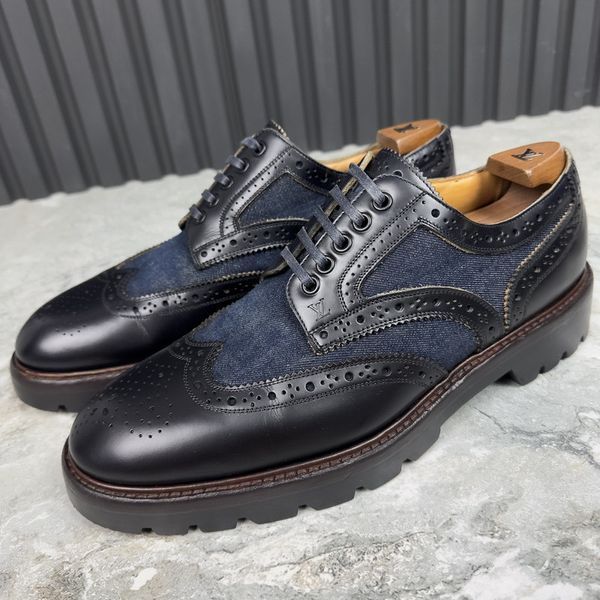 Derby Classic Shoes Blue Leather