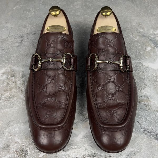 Tom Ford Era GG Monogram лофери коричневі шкіряні із тисненням 3084 фото