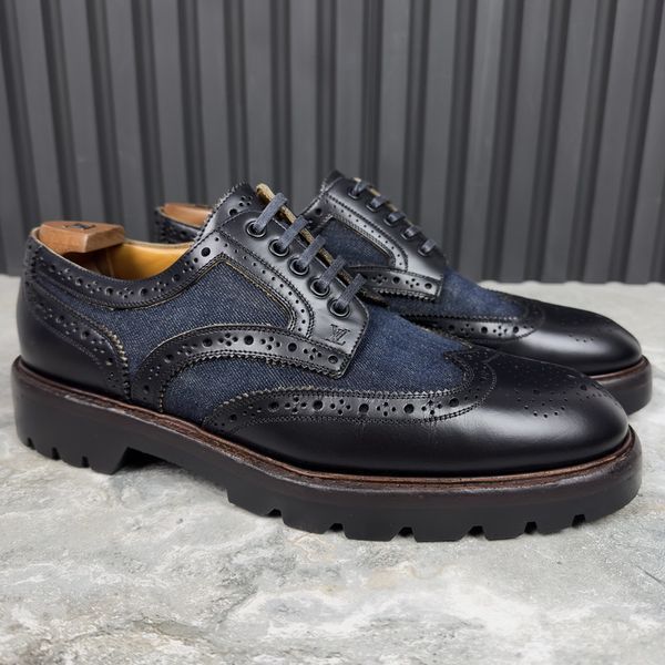Derby Classic Shoes Blue Leather