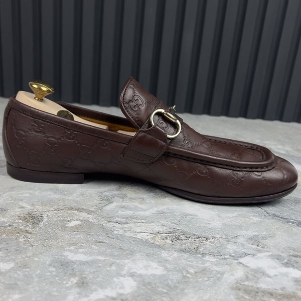 Tom Ford Era GG Monogram лофери коричневі шкіряні із тисненням 3084 фото