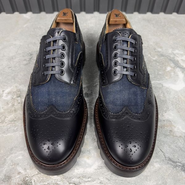 Derby Classic Shoes Blue Leather