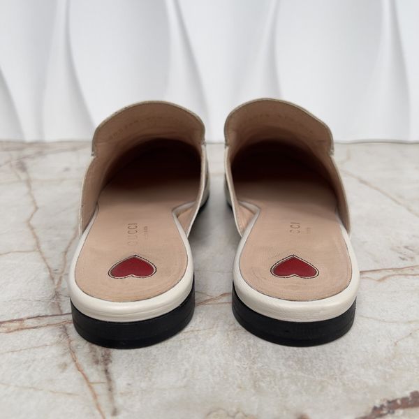 Gucci Princetown Horsebit Stars Bees Mule White Leather 3671 фото