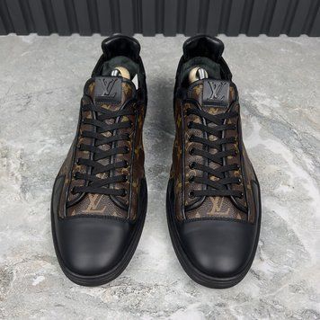 Slalom Monogram Sneakers Brown Leather