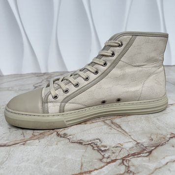 GG Monogram High Sneakers White Ivory Fabric