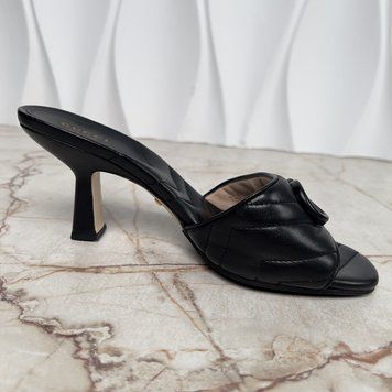 Marmont Double GG Mules Heels Black Leather