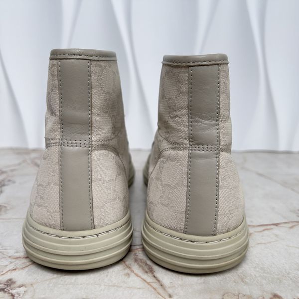GG Monogram High Sneakers White Ivory Fabric