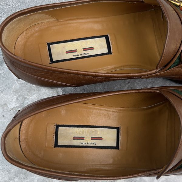 Gucci Quentin Horsebit Web Loafers Black Leather 3968 фото