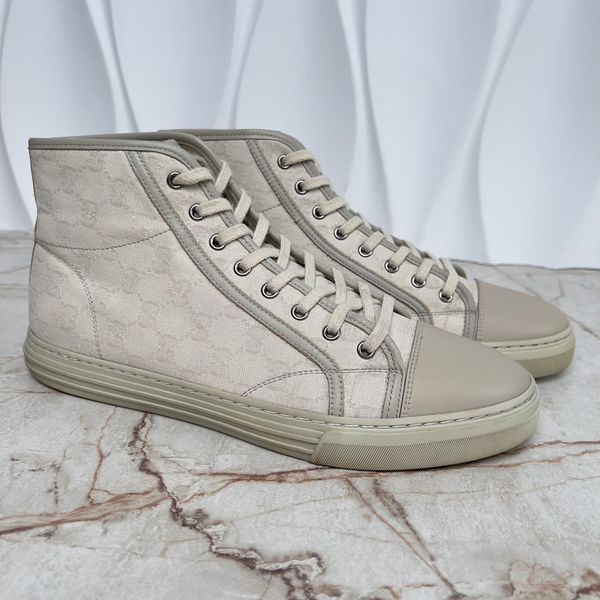 GG Monogram High Sneakers White Ivory Fabric