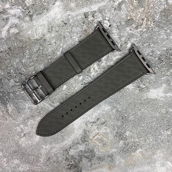 Apple Watch Hermes Gray Textured Epsom Leather H Diagonal 44 mm