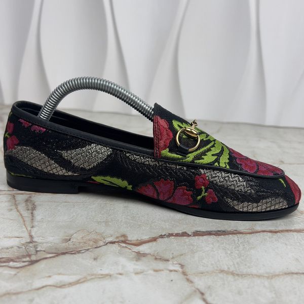Horsebit Jordaan Loafers Flower Multicolor Lurex Fabric