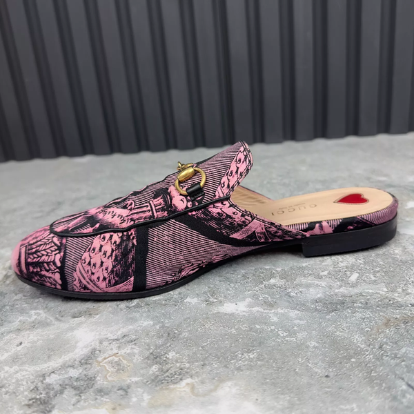 Princetown ST Romain Horsebit Satin Mule Pink Textile