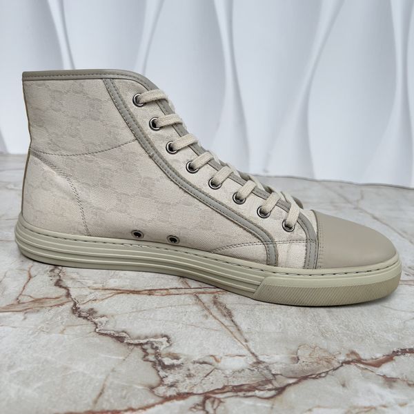 GG Monogram High Sneakers White Ivory Fabric
