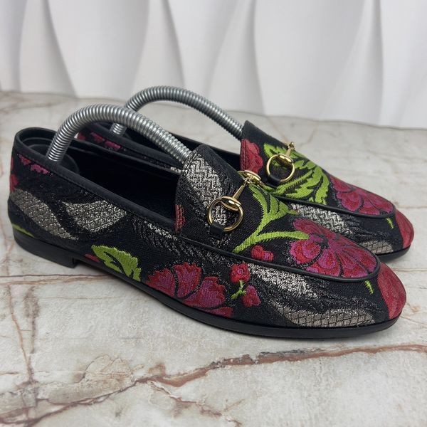 Horsebit Jordaan Loafers Flower Multicolor Lurex Fabric