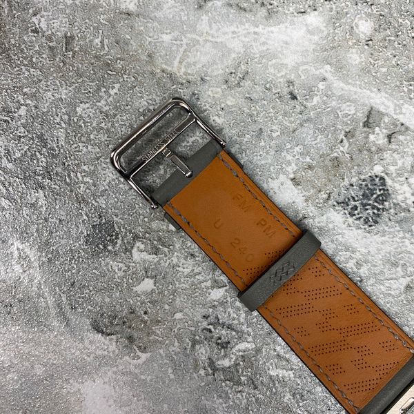 Apple Watch Hermes Gray Textured Epsom Leather H Diagonal 44 mm