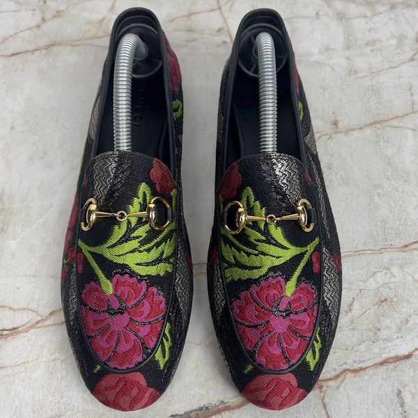 Horsebit Jordaan Loafers Flower Multicolor Lurex Fabric