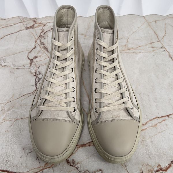 GG Monogram High Sneakers White Ivory Fabric