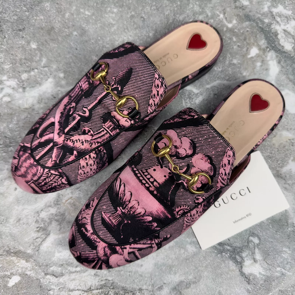 Princetown ST Romain Horsebit Satin Mule Pink Textile
