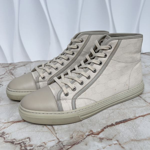 GG Monogram High Sneakers White Ivory Fabric