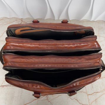 Venezia Trois Leather Briefcase Travel Bag Handbag Patina