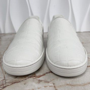 Frontrow Sneakers Slip On White Crocodile Embossed Leather