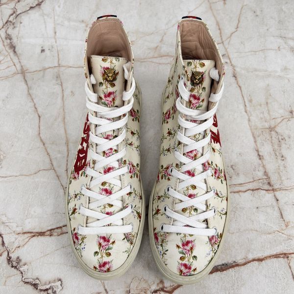 Major Blind for Love Floral Print Sneakers Beige Fabric