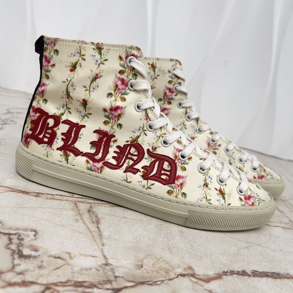 Major Blind for Love Floral Print Sneakers Beige Fabric