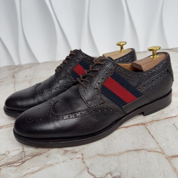 Web Wingtip Perforated Dress Shoes Derby Brown Grain Leather