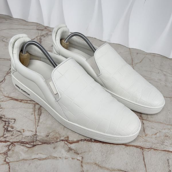 Frontrow Sneakers Slip On White Crocodile Embossed Leather