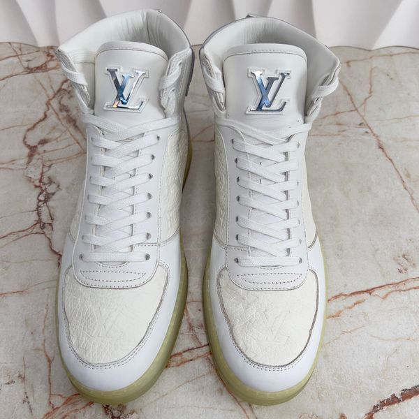 Rivoli Monogram High Top Sneaker White Leather