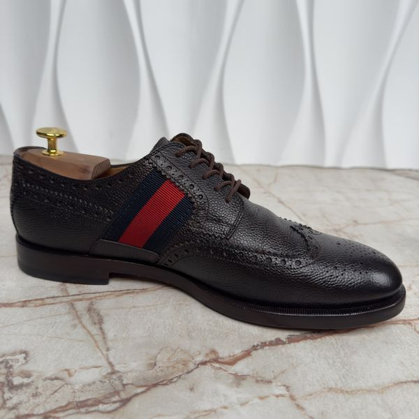 Web Wingtip Perforated Dress Shoes Derby Brown Grain Leather