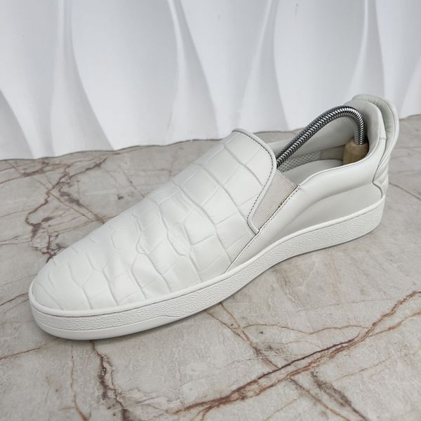 Frontrow Sneakers Slip On White Crocodile Embossed Leather