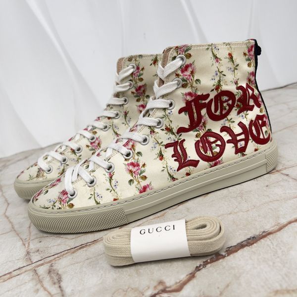 Major Blind for Love Floral Print Sneakers Beige Fabric