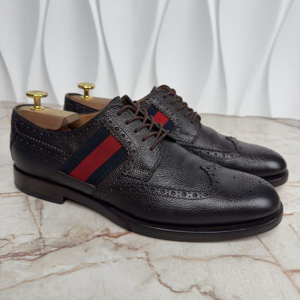 Web Wingtip Perforated Dress Shoes Derby Brown Grain Leather