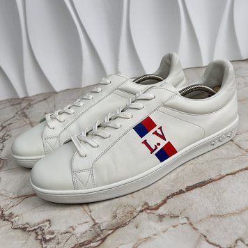 Luxembourg Sneakers Monogram Print Logo White Leather