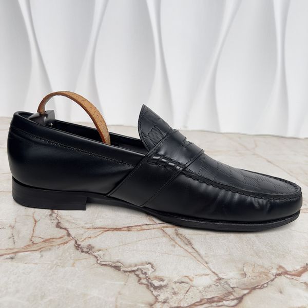 Outline Penny Damier Infini Loafers Black Leather
