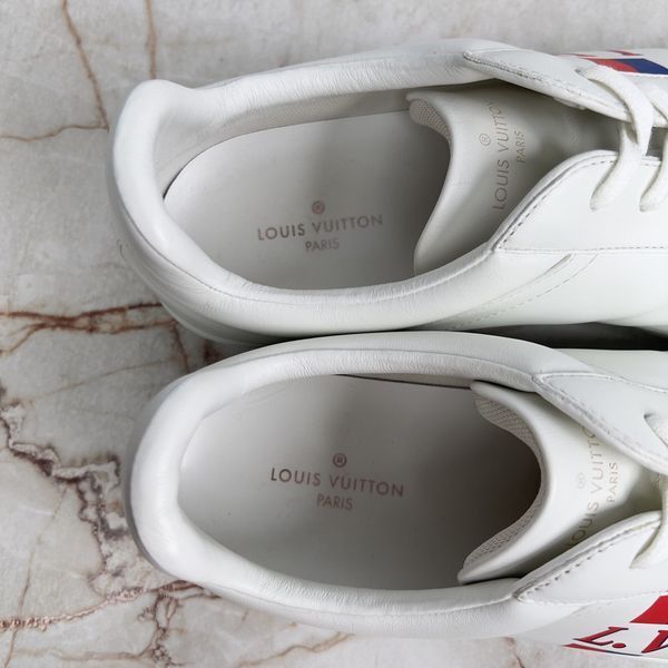 Luxembourg Sneakers Monogram Print Logo White Leather