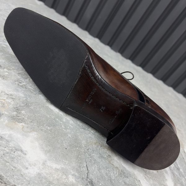 Oxford Dress Shoes Brown Leather Crocodile Trim