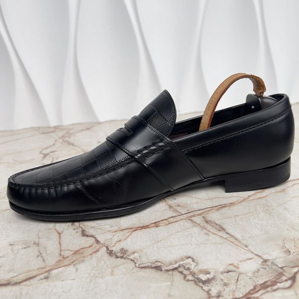 Outline Penny Damier Infini Loafers Black Leather