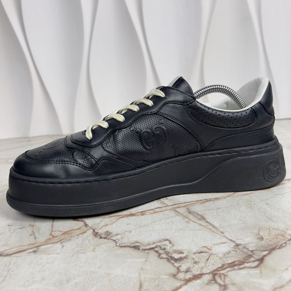 Chunky Platform GG Embossed Monogram Sneaker Black Leather