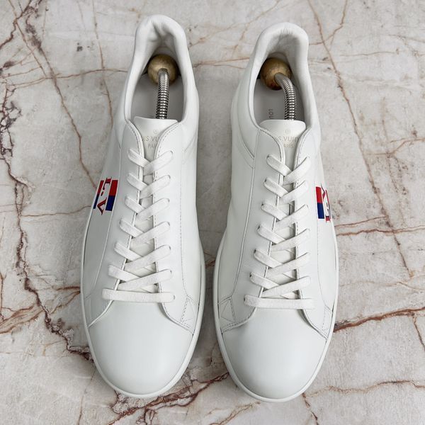 Luxembourg Sneakers Monogram Print Logo White Leather