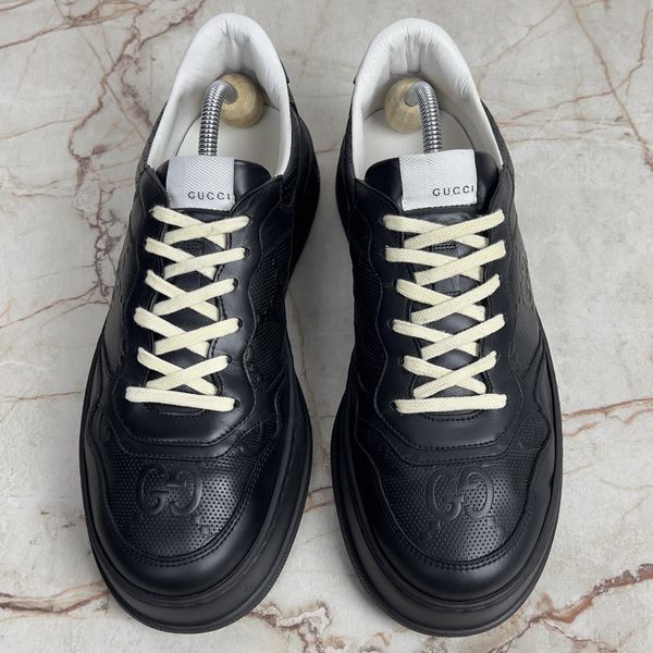 Chunky Platform GG Embossed Monogram Sneaker Black Leather
