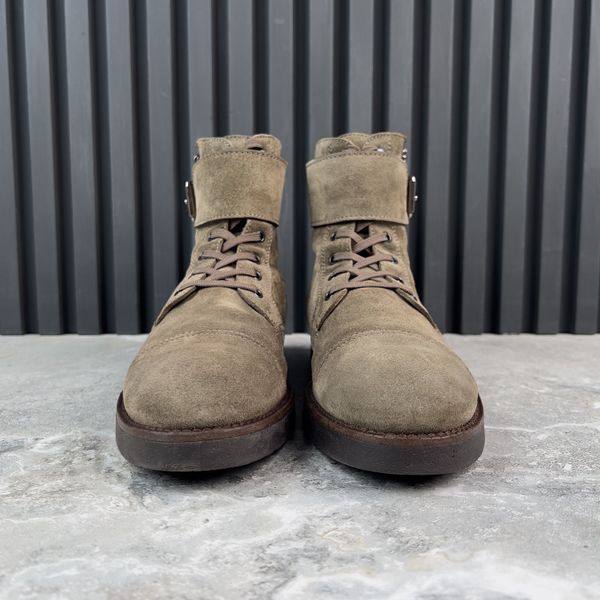Ankle Ranger Boots Damier Infini Suede Cap Toe Zip Strap