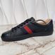 Gucci Ace Web Bee кросівки чорні шкіряні із вишивкою 3032 фото 2