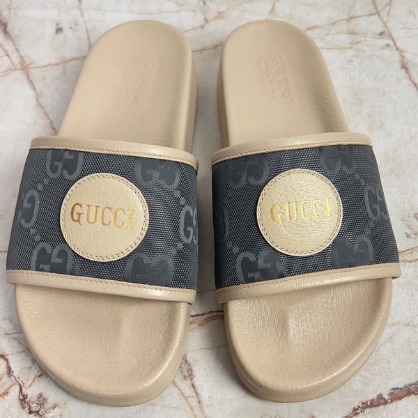 OFF THE GRID Slides Monogram Slides Dark Gray Leather