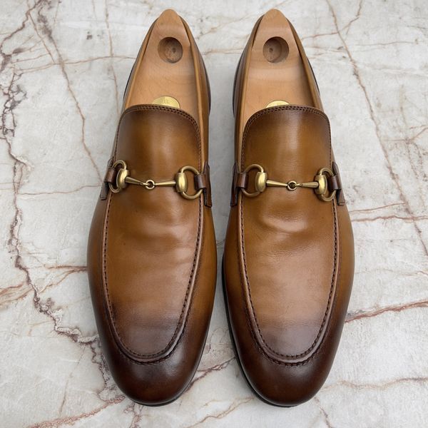 Jordaan Horsebit Loafers Brown Patina Leather