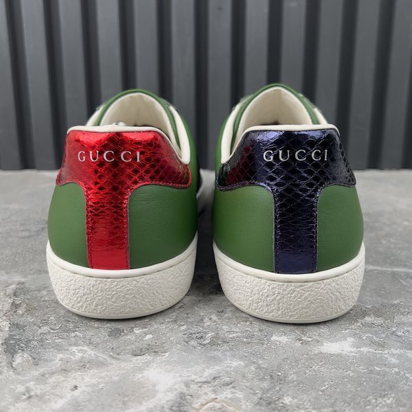 Special Edition Ace Web Sneakers Tiger Embroidered Green Leather