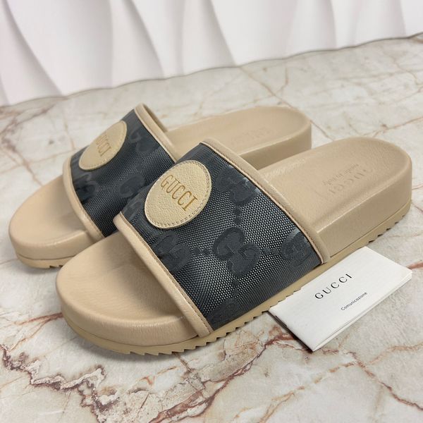 OFF THE GRID Slides Monogram Slides Dark Gray Leather