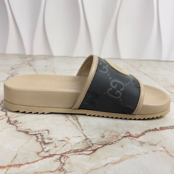 OFF THE GRID Slides Monogram Slides Dark Gray Leather